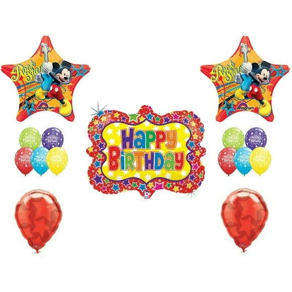 Rock Star Mickey Mouse Birthday balloons Decoration Musical Guitar Dance