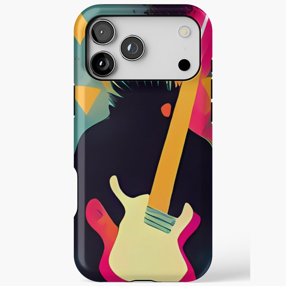 Rock Star On Stage Electric Guitar Graphic Tough iPhone Case 11 to 17 Pro Max