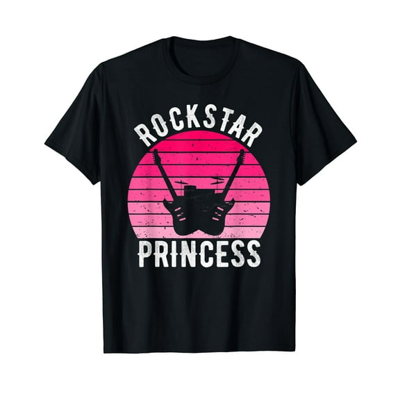 Rock Star Princess Rocker Vintage Retro Rock And Roll Black T-Shirt