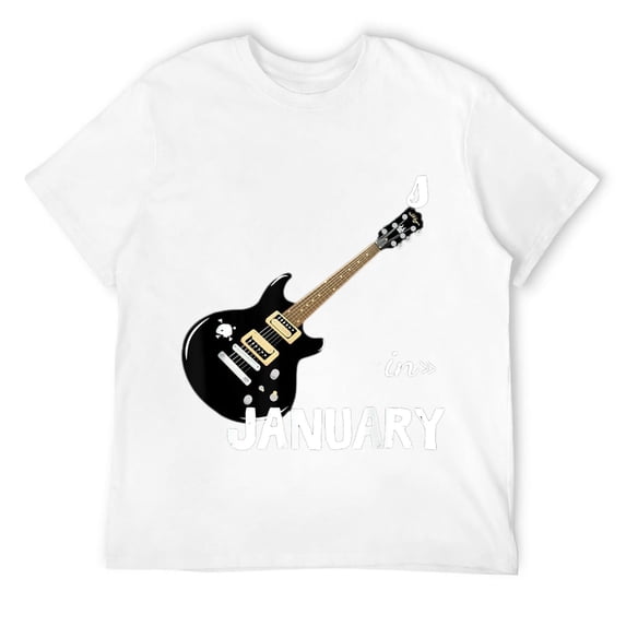 Rock Stars Are Born in January Rock'n'Roll Birthday Gift Men T-Shirt White L