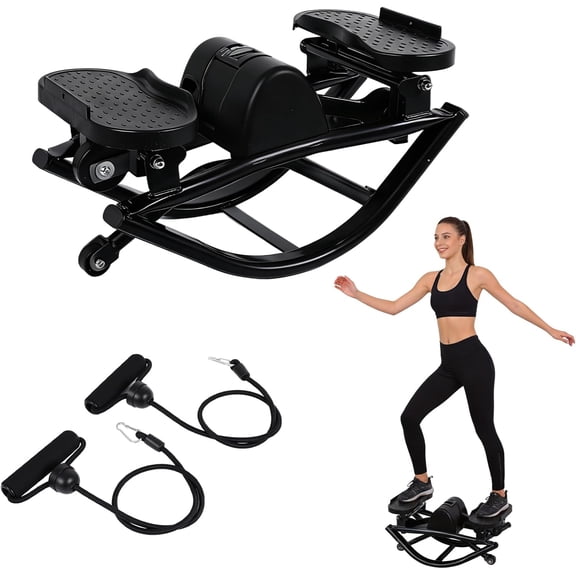 The Rock Stepper Machine with Resistance Bands-Side to Side Stepper for Exercise at Home,3D Rocking Stepper for Hip Mobility&Posture Correction,Low-Impact Full Body Workout with Digital Monitor