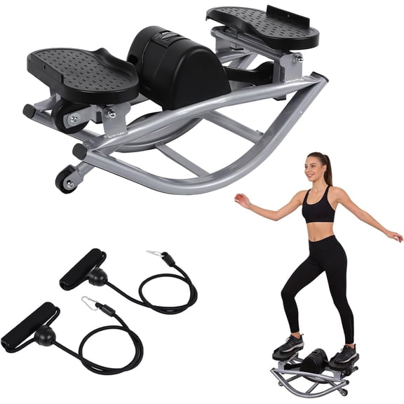 The Rock Stepper Machine with Resistance Bands-Side to Side Stepper for Exercise at Home,3D Rocking Stepper for Hip Mobility&Posture Correction,Low-Impact Full Body Workout with Digital Monitor