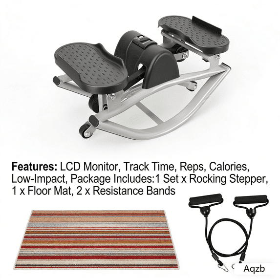 The Rock Stepper Machine with Resistance Bands-Side to Side Stepper for Exercise at Home,Rocking Stepper for Hip Mobility&Posture Correction,Low-Impact Full Body Workout with Digital Monitor Gray