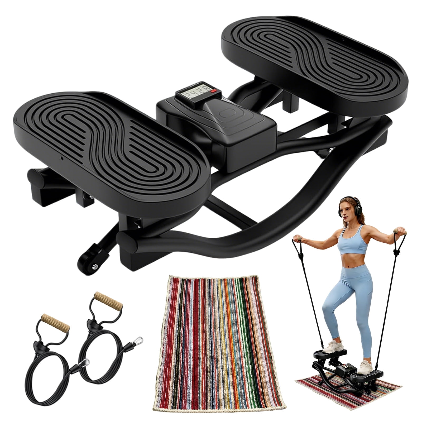 Rock Stepper Machine - the Rock Stepper Side to Side Lateral Rocking Stepper with Digital Monitor & Resistance Bands, Home Workout Machine for Legs, Glutes,Waist& Cardio