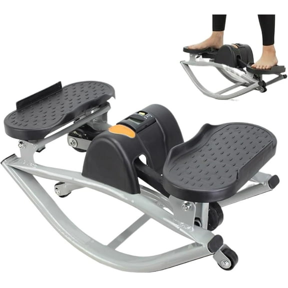 Rock Stepper Side to Side,3-in-1 U-Shaped Stepper for Twisting,Lifting & Stepping with Resistance Bands,Anti-Slip Surface & High-Carbon Steel Frame,Features Electronic Monitor & Rubber Rollers