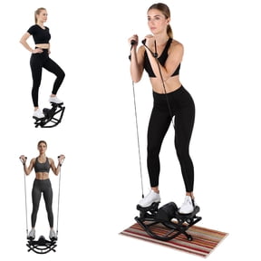 Rock Stepper Side to Side Low Impact Stair Stepper, Side Steppers for Exercise at Home with Resistance Bands & Non-Slip Mat – Exercise Step Balance Board Workout Equipment(Black)