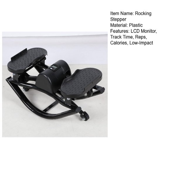 Rock Stepper Side to Side,Low-Shock Lateral Rocking Fitness Stepper,Workout Exercise Equipment with LCD Monitor and Resistance Bands for Legs,Glutes,Abs