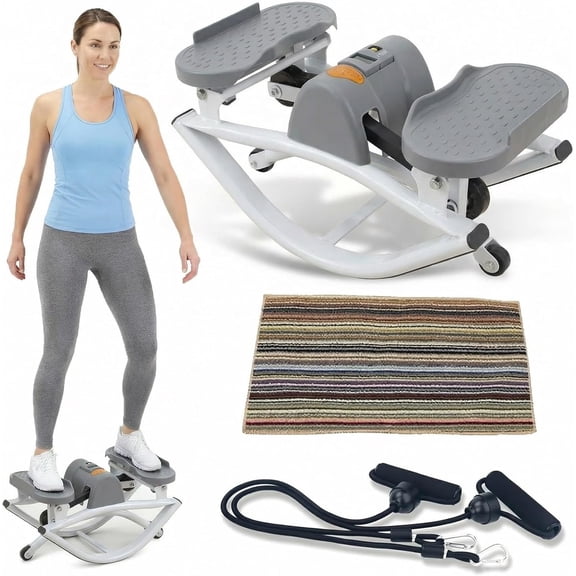 Rock Stepper Side to Side Rocking Fitness Stepper Machine for Exercise at Home Lateral Steppers Machine with Resistance Band Digital Display and Anti-Slip Mat for Legs Glutes Abs