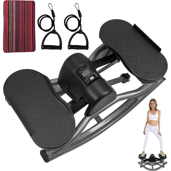 Rock Stepper Side-to-Side with 3D Lateral Motion for Home Workout, Low-Impact Compact Stepper Machine with Resistance Bands, Digital Monitor, 330lb Capacity Steppers for Exercise at Home