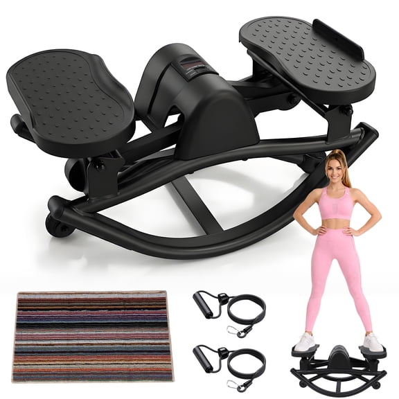 Rock Stepper Side‑to‑Side Fitness Stepper Machine with Digital Display | Full‑Body Home Workout for Legs, Glutes & Core | Compact Apartment/Gym Step Exercise Trainer