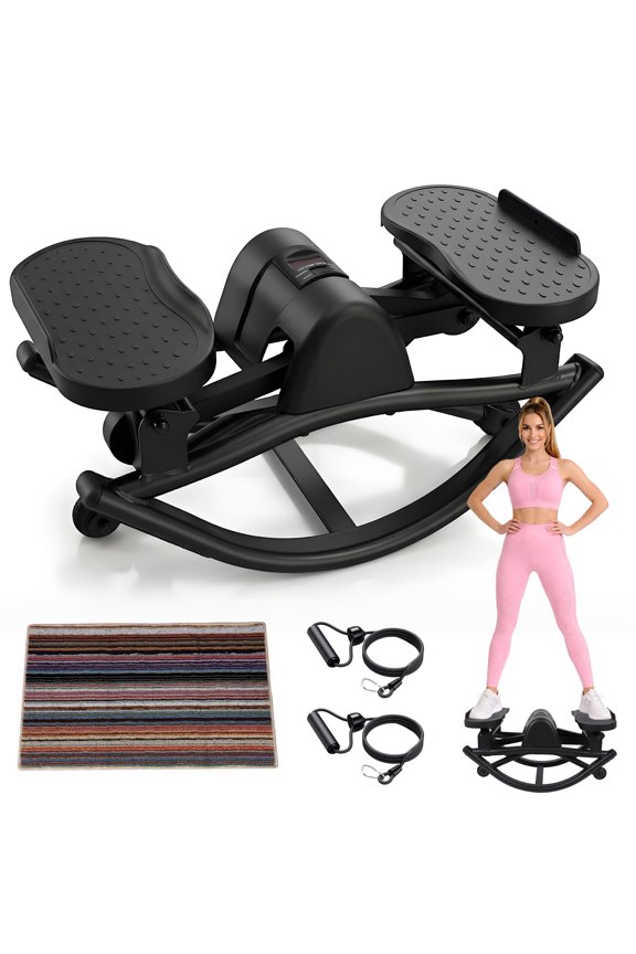Rock Stepper Side‑to‑Side Fitness Stepper Machine with Digital Display | Full‑Body Home Workout for Legs, Glutes & Core | Compact Apartment/Gym Step Exercise Trainer