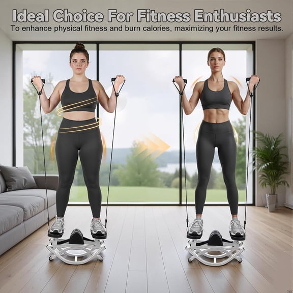 Rock Stepper Side to Side Lateral Fitness with LCD Monitor & Resistance Bands for Low-Impact Home Cardio Workout