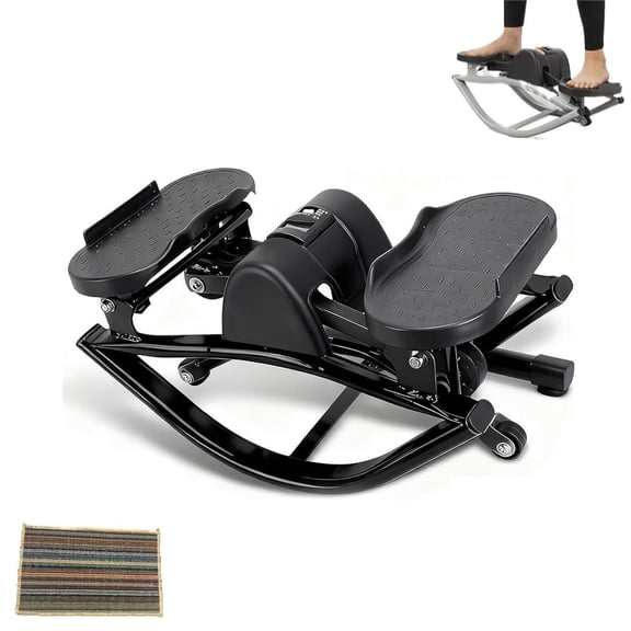Rock Stepper Step Side-to-Side Lateral Rocking Fitness Stepper Machine for Home Workout with Digital Resistance Bands Machine & Mat Black