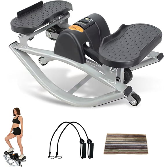 Rock Stepper Step Side-to-Side Lateral Rocking Fitness Stepper with Digital Monitor/Resistance Bands Machine for Home Workout (Dark Gray)