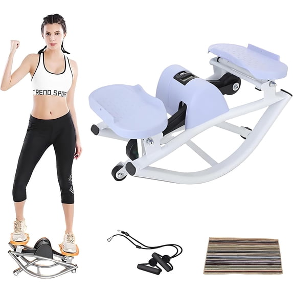 Rock Stepper Step Side-to-Side Lateral Rocking Fitness Stepper with Digital Monitor/Resistance Bands Machine for Home Workout(Purple)