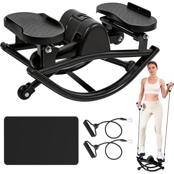 Rock Stepper - Steppers for Exercise at , Portable Stepper Side to Side with Digital Display & Resistance Bands, 330 LBS Capacity Full Workout Low- -Friendly Stair Stepper