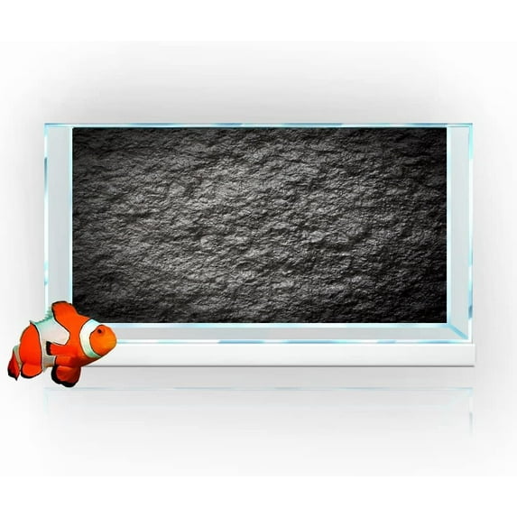 Rock Stone Decor Aquarium Background, Black Rock Fish Tank Background, Natural Rocky Glass Terrarium Background with 10 EVA Double-Sided Tape, 30X18IN