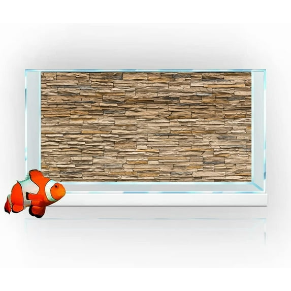 Rock Stone Decor Aquarium Background, Yellow Stone Fish Tank Background, Natural Rocky Glass Terrarium Background 72X18IN with 10 EVA Double-Sided Tape, 30X18IN