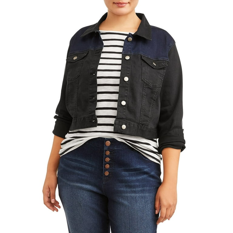 Plus size colored denim jacket shop
