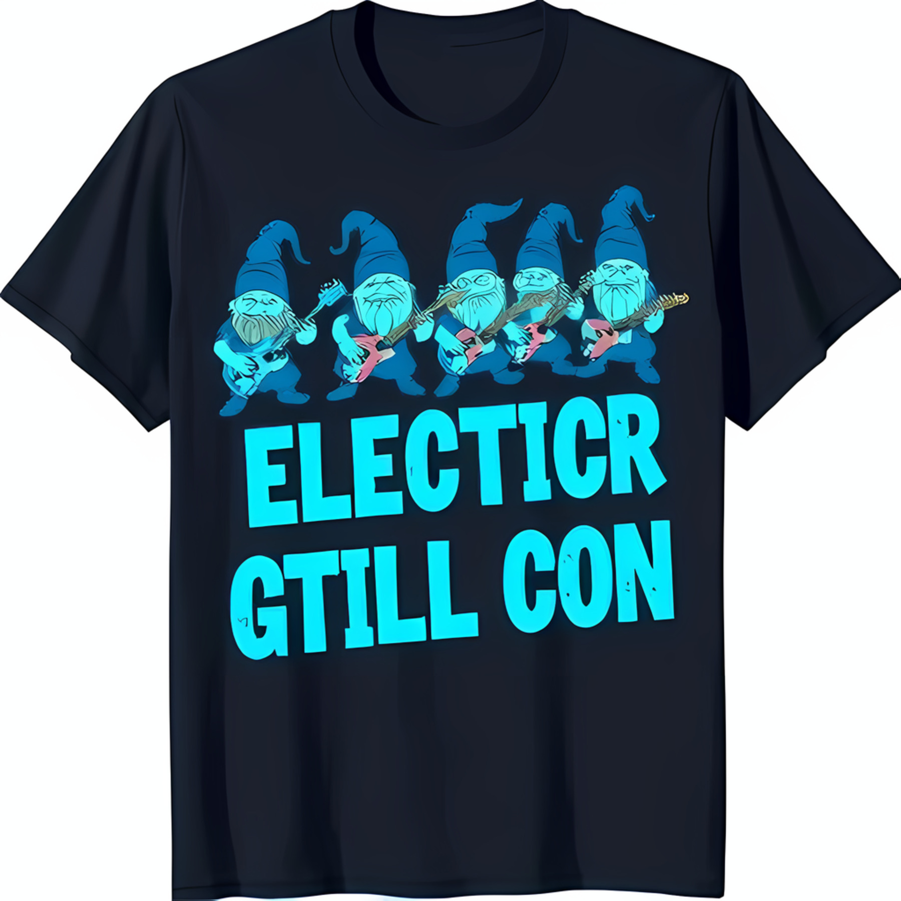 Rock TShirt Blue Cartoon with Guitars & Amplifiers