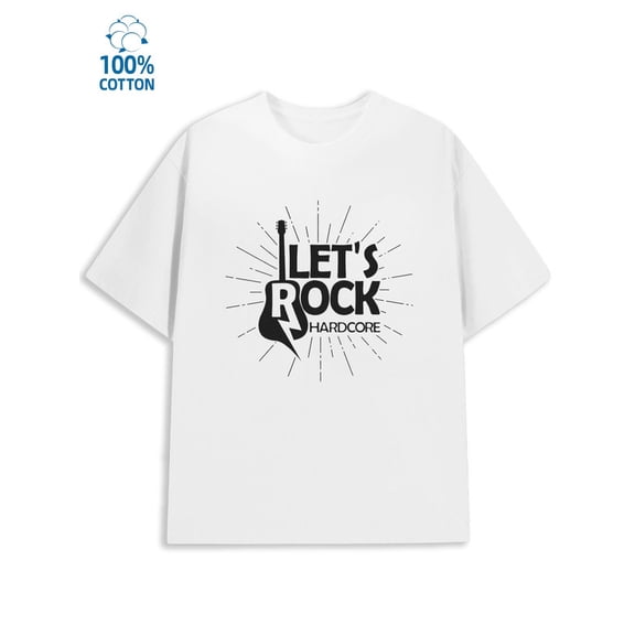 Rock On T-Shirt for men music 180G 100% Cotton white creatures guitar Casual Unisex Shirt Graphic Tee tshirts Original Unisex Shirt Graphic Tee tshirts Vintage Unisex Shirt Printed tshirts