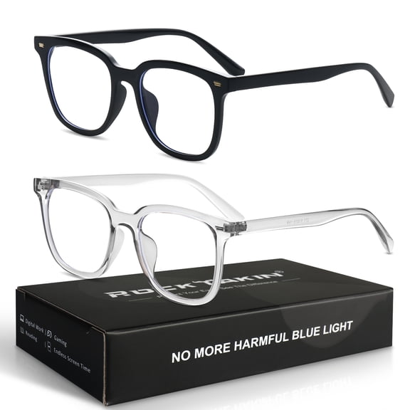 Rock Takin Blue Light Blocking Glasses for Computer & Screen Use - Anti Eye Strain Reading Glasses for Women & Men