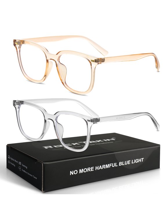 Rock Takin Blue Light Blocking Glasses for Computer & Screen Use - Anti Eye Strain Reading Glasses for Women & Men