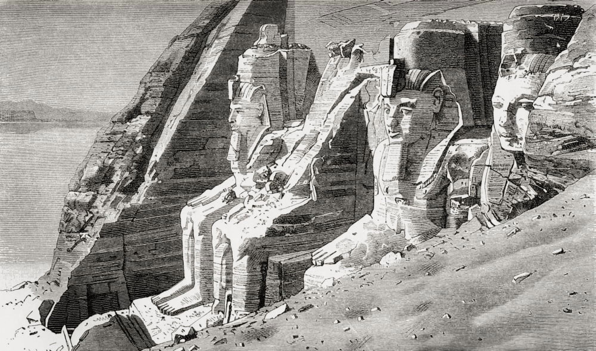 The Rock Temple At Abu Simbel Nubia Southern Egypt In The 19Th Century From Africa By Keith Johnston Published 1884 Canvas Art - Ken Welsh Design Pics (19 x 11)