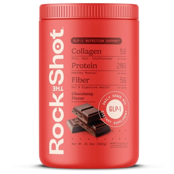 Rock The Shot GLP-1 Nutritional Support Protein Shake MIx with Fiber and Collagen, Chocolate Flavor