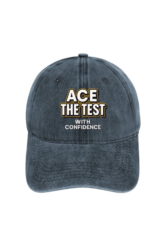 Rock The Test Ace The Test With Confidence Navy Adjustable Baseball Cap for Men Women, Classic Casual Snapback Hat