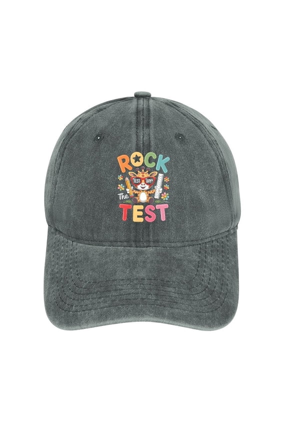 Rock The Test Gray Baseball Cap for Men Women, Adjustable Snapback Hats Cotton Hat