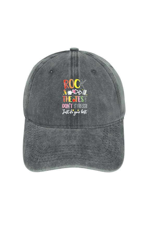 Rock The Test Gray Baseball Cap for Men Women, Adjustable Snapback Hats Cotton Hat