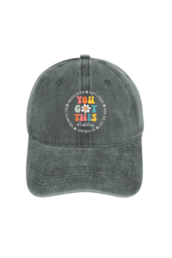 Rock The Test Gray Baseball Cap for Men Women, Adjustable Snapback Hats Cotton Hat