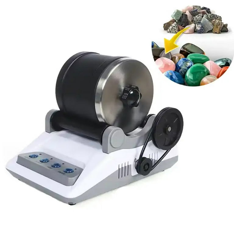 Zcvtbye Rock Tumbler Kit,Rock Polisher for Kids & Adults,Includes 2 Belts,Bag of Rough Stones,4 Coarse Grinding,Finely Ground,Polishing Grits, Rock