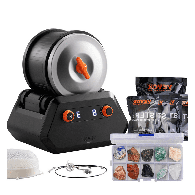 VEVOR Direct Drive 3LB Rock Tumbler Kit, 4-Speed/9-Day Timer, Professional  Rock Polisher with Rough Gemstones/Grits/Jewelry Fastenings,Stone Polishing