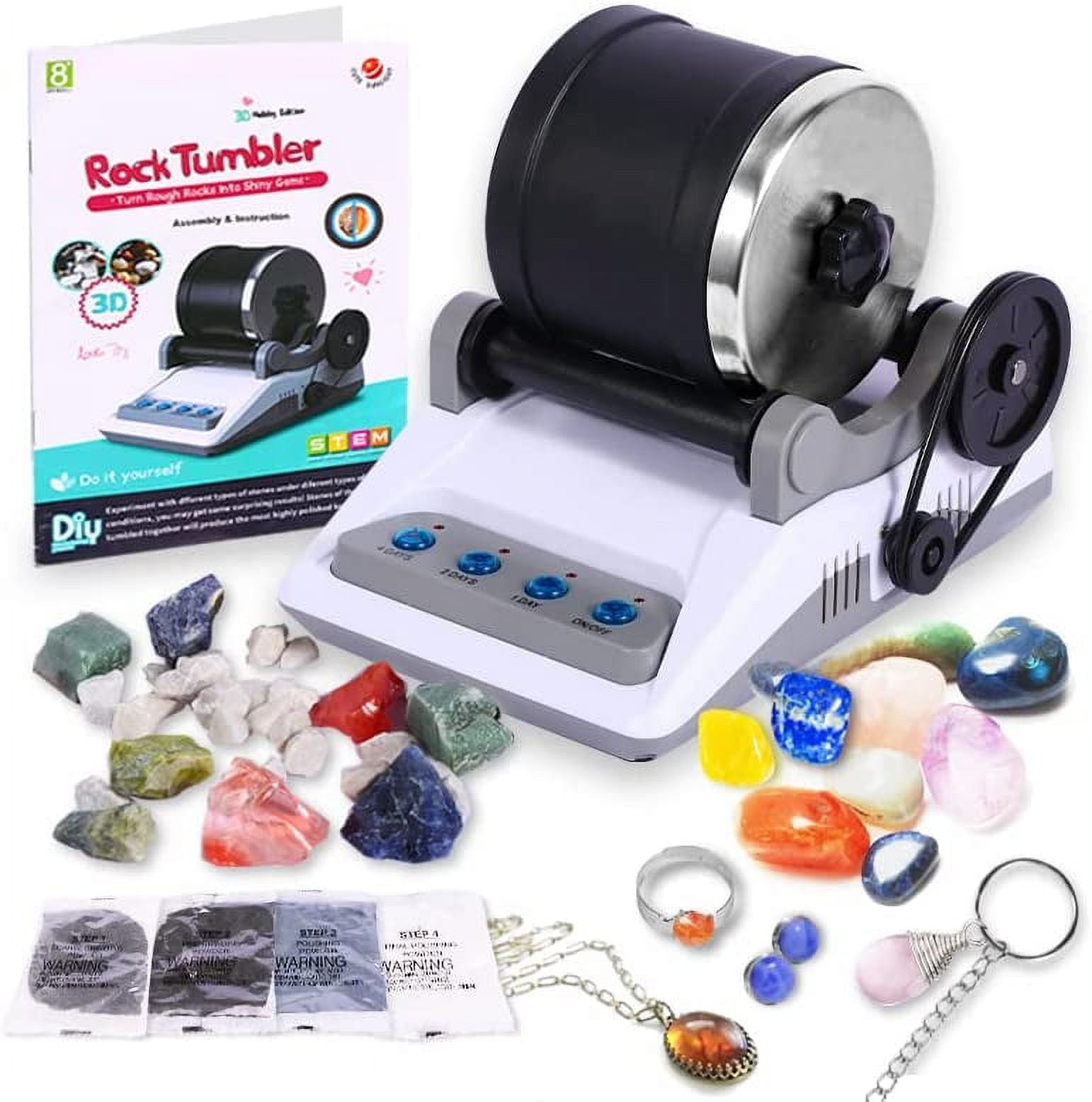 Rock Tumbler Activity Kit, Fun Artwork Handmade DIY Toy Set Polished Stones  Jewelry Create, Complete Durable Rock Polisher for Kids and Adults Hobby