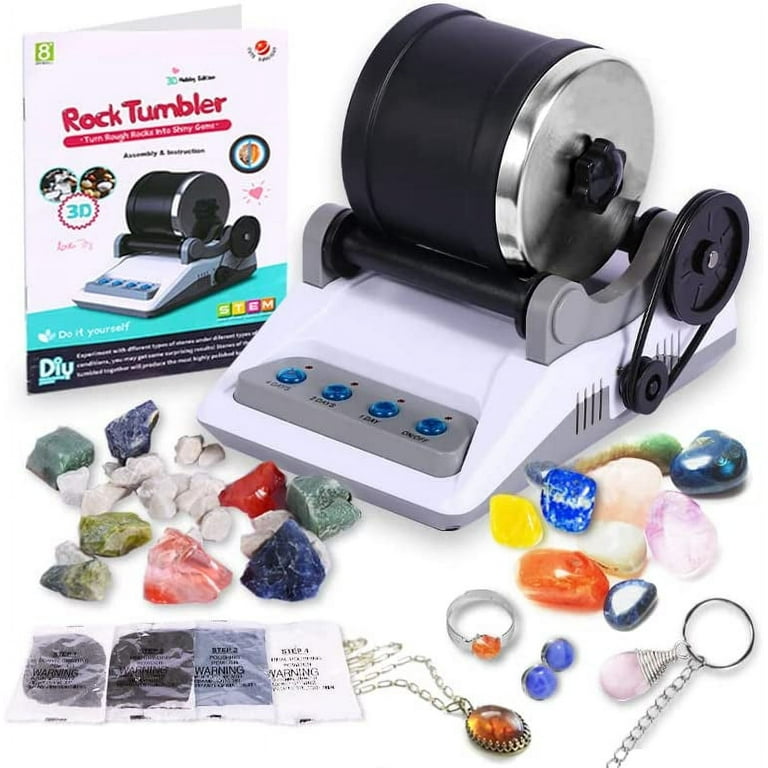 Rock Polisher with Rough Gemstones Rock Tumbler Kit Great Science
