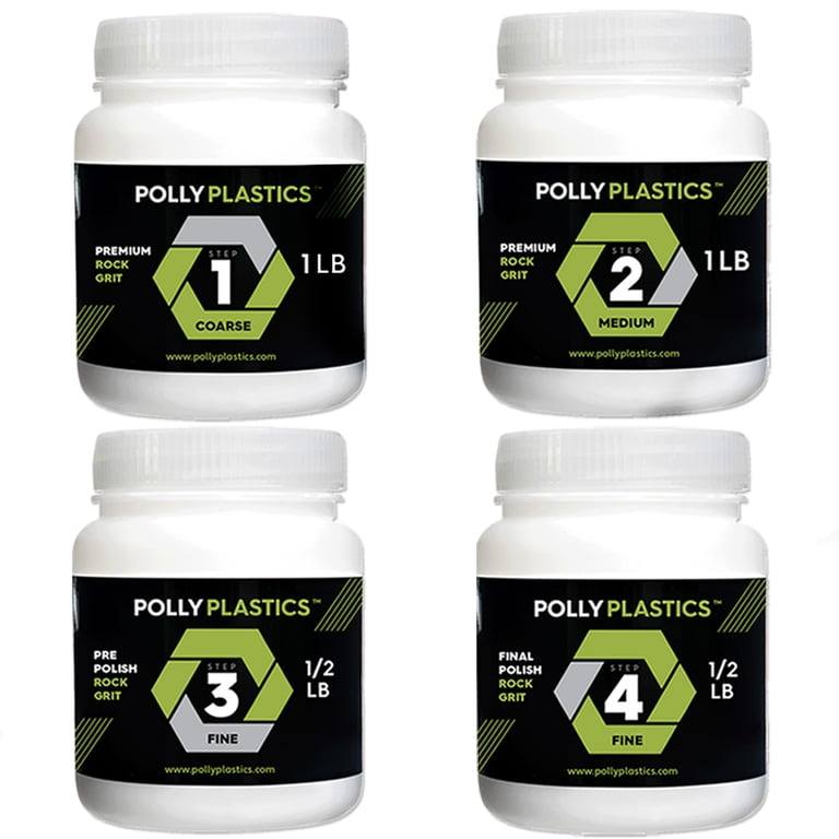 Polly Plastics Rock Tumbler Grit Kit, 3lbs, 4-Step Silicon Carbide