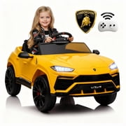 Rock Wheels Licensed Lamborghini Urus Ride On Truck Car Toy, 12V Battery Powered Electric 4 Wheels Kids Toys w/ Parent Remote Control, Foot Pedal, Music, Aux, LED Headlights, 2 Speeds Yellow