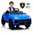 thumbnail image 1 of Rock Wheels Licensed Lamborghini URUS Ride On Truck Car Toy, 12V Battery Powered Electric 4 Wheels Kids Toys w/ Parent Remote Control, Foot Pedal, Music, Aux, LED Headlights, 2 Speeds (Blue), 1 of 9