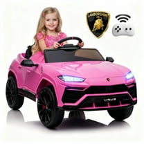Rock Wheels Licensed Lamborghini Urus Ride On Truck Car Toy, 12V Battery Powered Electric 4 Wheels Kids Toys w/ Parent Remote Control, Foot Pedal, Music, Aux, LED Headlights, 2 Speeds (Pink)
