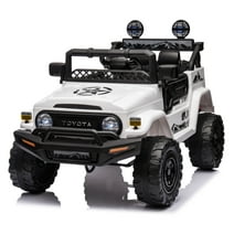 Rock Wheels Licensed Toyota FJ Cruiser Kids Ride on Toy Car, 12V Rechargeable Battery Powered Children 4 Wheels w/Remote Control, Foot Pedal, 2 Speeds, Music, LED Headlights (White)