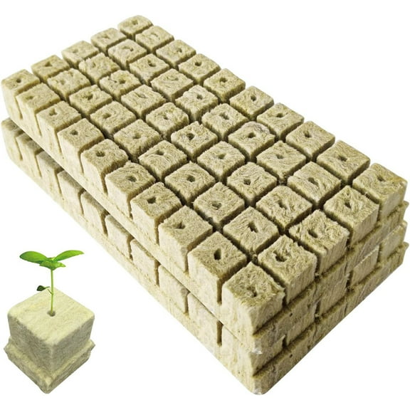 Rock Wool Cubes for Plant,Rockwool Cubes for Cultivation, Stonewool Starter Grow Cubes for Cuttings, Plant Propagation, Seed Starting,Hydroponic Grow Media for Plant Growth,2 Sheets of 100 Plugs