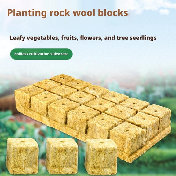 Rock Wool Hydroponic Growing Cubes, 2.5cm Seedling Starter Blocks for Indoor Plants, Vegetable and Flower Germination, 50 pcs