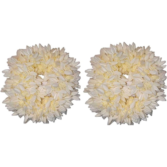 Rock World 2 Pcs Hair Mogra Scented Rubber Band Gajra Hair Accessories for Women (White)