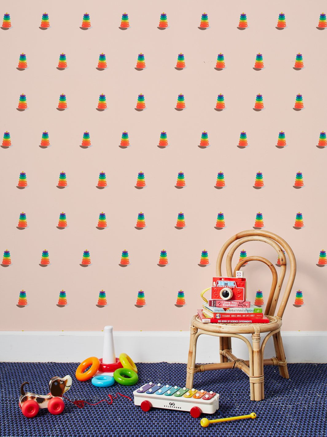 Rock-a-Stack Removable Vinyl Wallpaper by Fisher-Price - Peach
