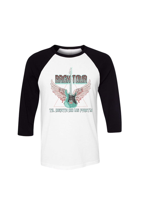 Rock and Roll Bachelorette Three-Quarter Raglan Sleeve Baseball Shirt Unisex Large White/Black