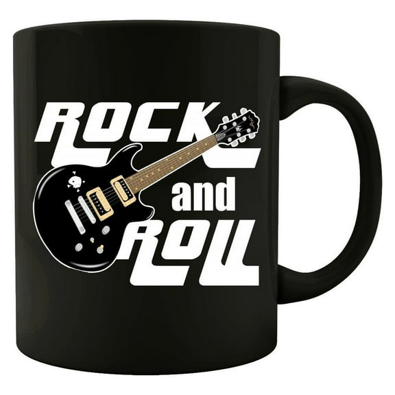 Rock and Roll 11 oz Coffee Mug - Fun Gift for Music Lovers White Ceramic
