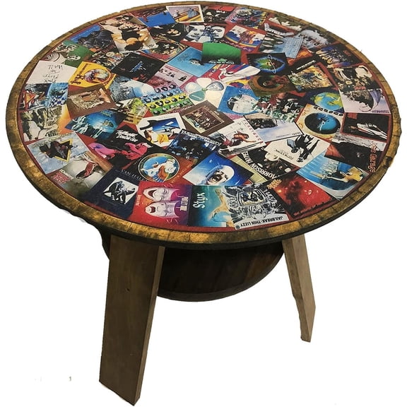 Rock and Roll Decor Music End Table Rustic Man Cave Classic Rock Side Table Small Wood Side Table Living Room Decor