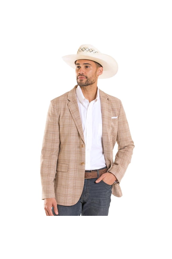 Rock and Roll Denim Mens Rock n Roll Plaid Sports Coat 50 R Tan